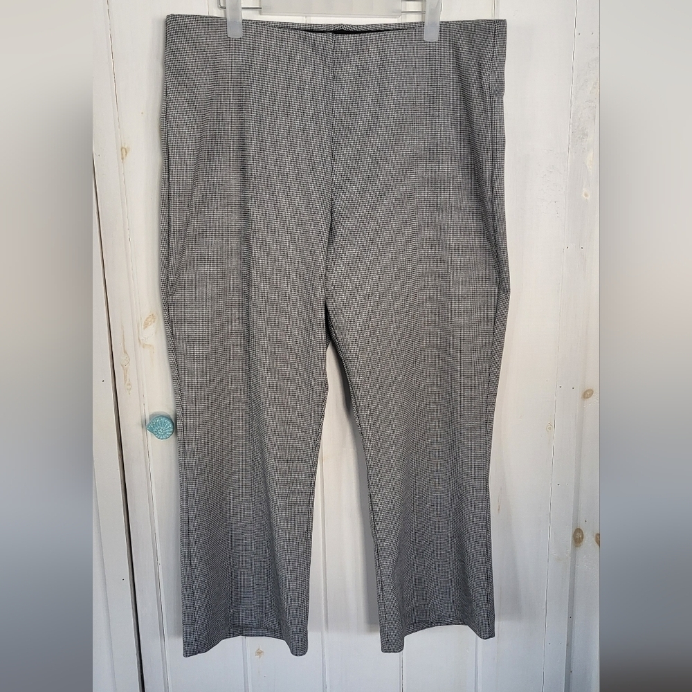 Herringbone Pull-on Elastic Waist Wide Leg Crop Pant
